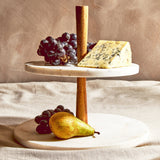 Monzaro Two Tier Marble and Acacia Wood Cake Stand
