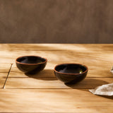 Calisto Black Glazed Set of 2 Small Bowls