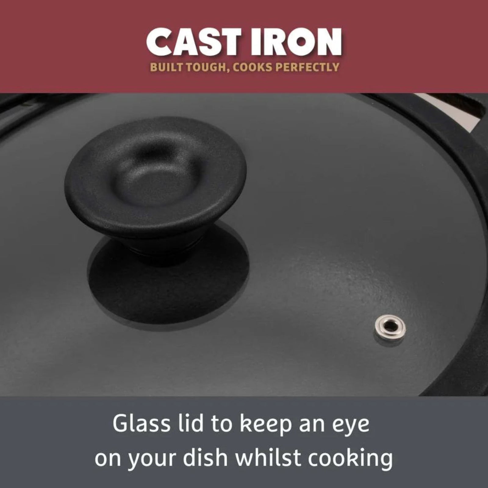 Prestige Cast Iron Casserole And Glass Lid 4.6L - Prestige Cast Iron 24CM 4.6L Casserole Sterling Home 2
