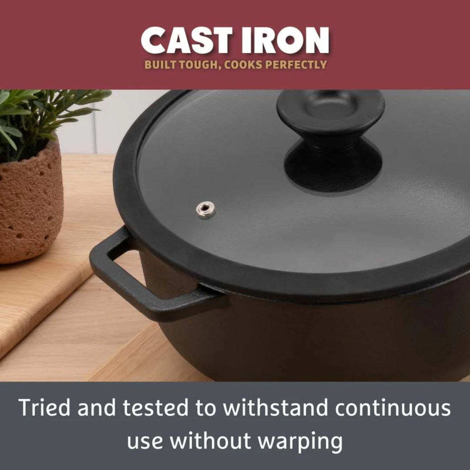 Prestige Cast Iron Casserole And Glass Lid 4.6L - Prestige Cast Iron 24CM 4.6L Casserole Sterling Home 3