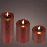 Set Of 3 Red Realistic Wick Candle With Fire Effect - S3 BO Red Realistic Wick Candle With Fire Effect Sterling Home 1