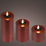 Set Of 3 Red Realistic Wick Candle With Fire Effect