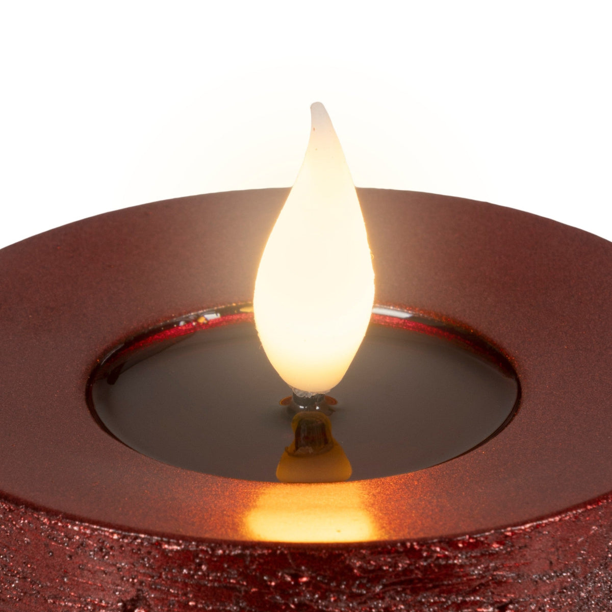 Set Of 3 Red Realistic Wick Candle With Fire Effect - S3 BO Red Realistic Wick Candle With Fire Effect Sterling Home 2