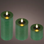 Set of 3 Green Realistic Wick Candle With Fire Effect - S3 BO Green Realistic Wick Candle With Fire Effect Sterling Home 3