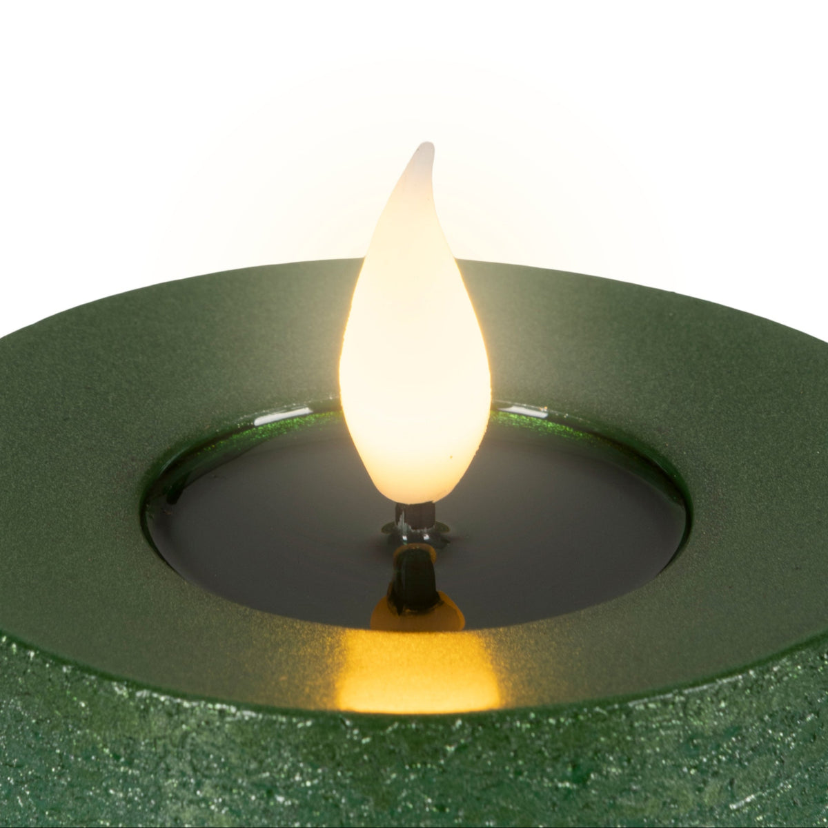 Set of 3 Green Realistic Wick Candle With Fire Effect - S3 BO Green Realistic Wick Candle With Fire Effect Sterling Home 2