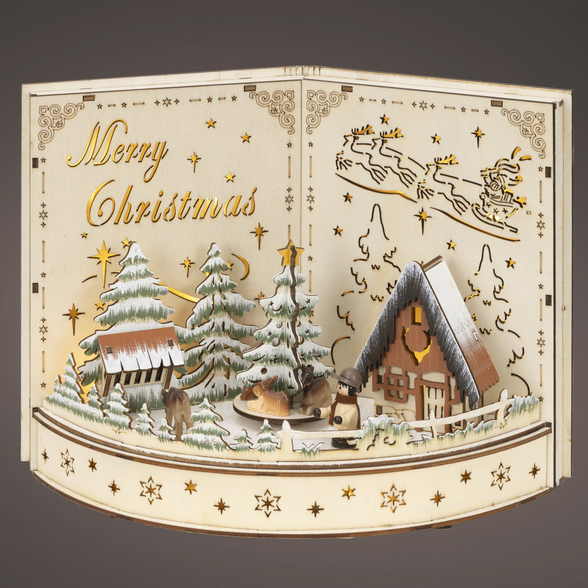 Merry Christmas LED Wooden Scenery Decoration - LED Scenery Plywood Steady BO Indoor Sterling Home 1