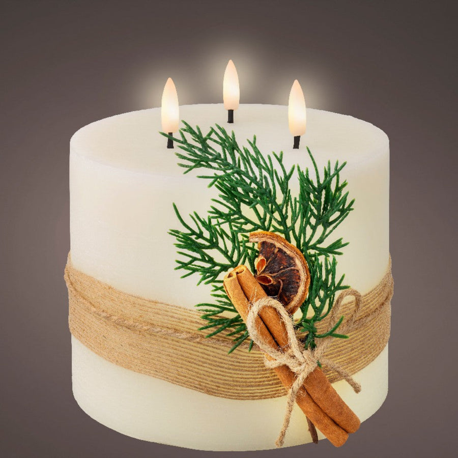 Triple Wick Battery Operated White Candle - Triple Wick White Candle BO LED 15CM Sterling Home 1