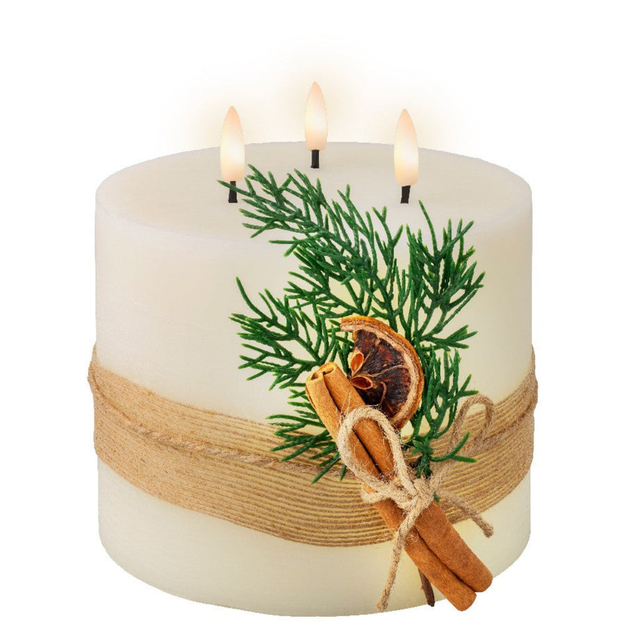 Triple Wick Battery Operated White Candle - Triple Wick White Candle BO LED 15CM Sterling Home 2