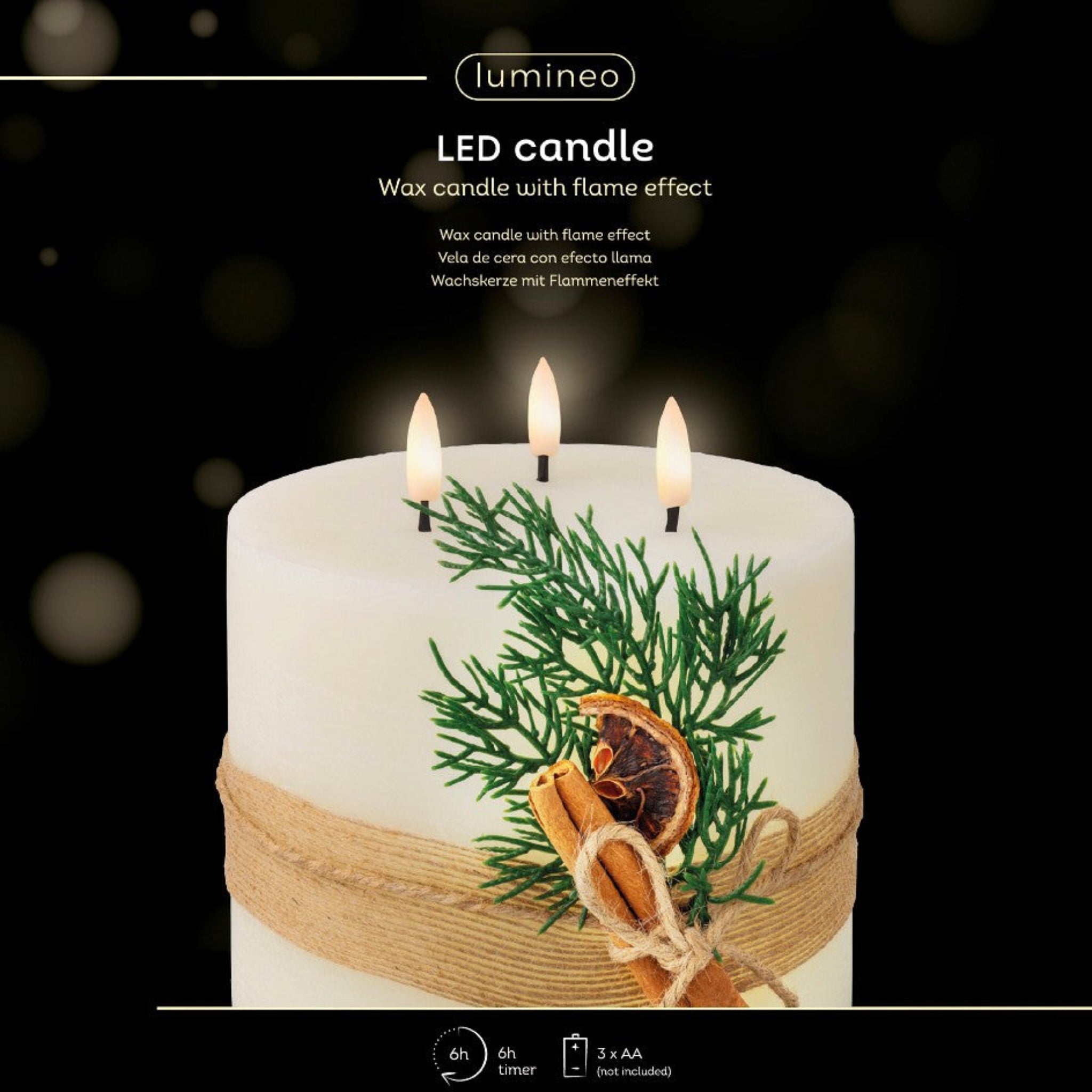 Triple Wick Battery Operated White Candle - Triple Wick White Candle BO LED 15CM Sterling Home 3