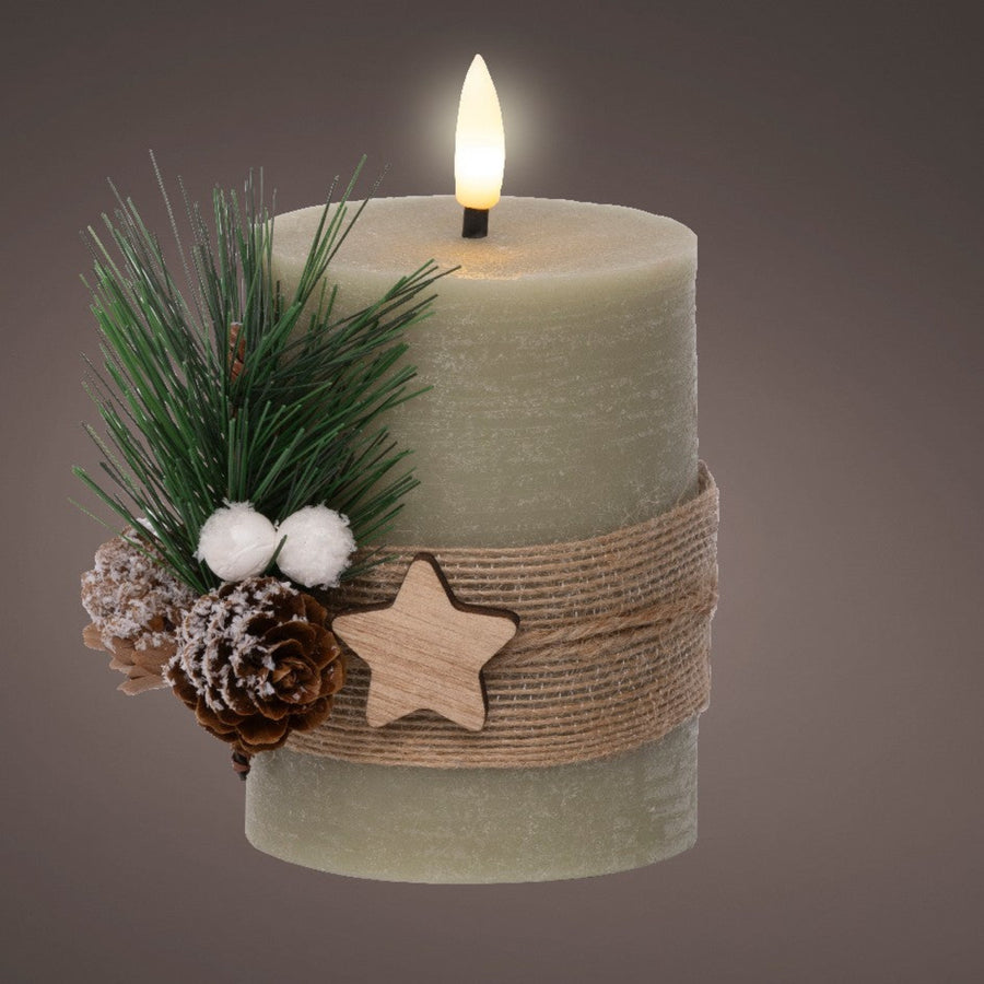 Single Wick Battery Operated Green Candle - Single Wick Green Candle BO LED 7.5CM Sterling Home 1