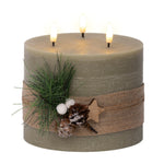 Triple Wick Battery Operated Red Candle - Triple Wick Green Candle BO LED 15CM Sterling Home 2