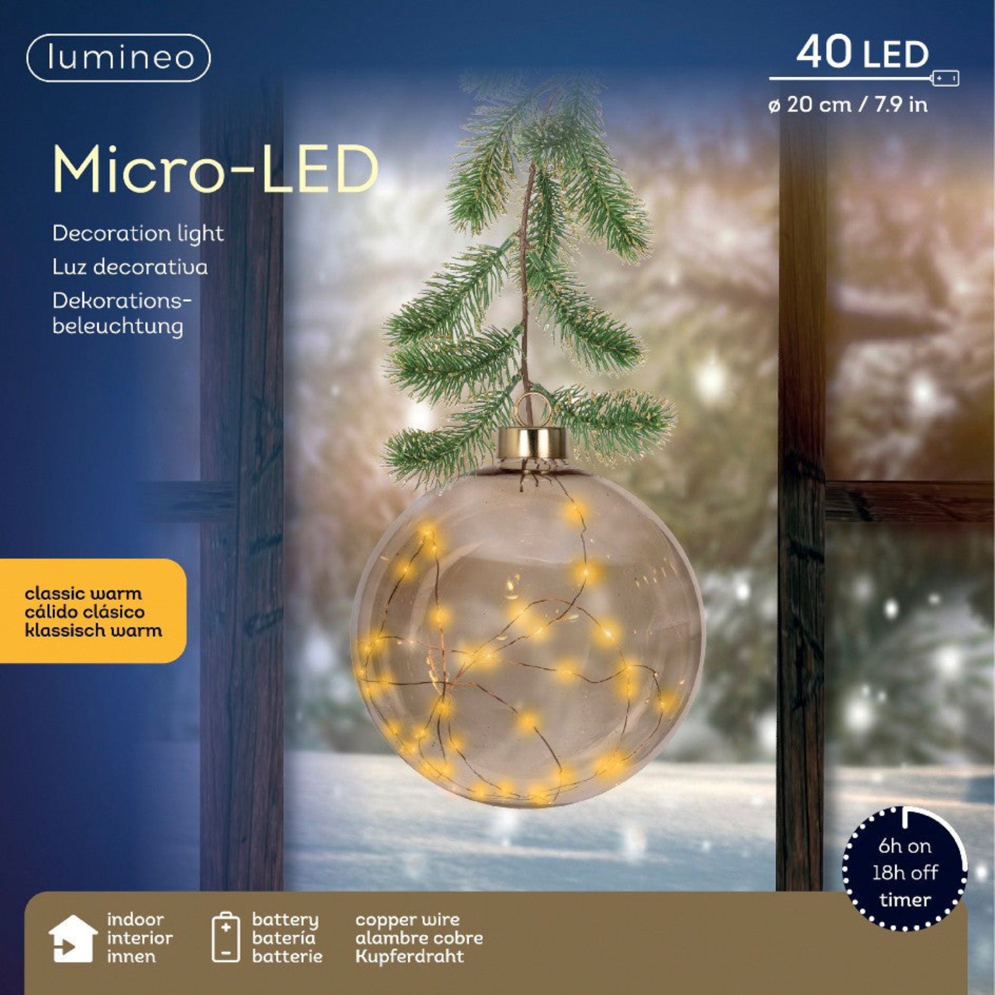 Medium Micro LED Baterry Operated Ball - Micro LED BO Indoor Ball Light 20CM Sterling Home 3