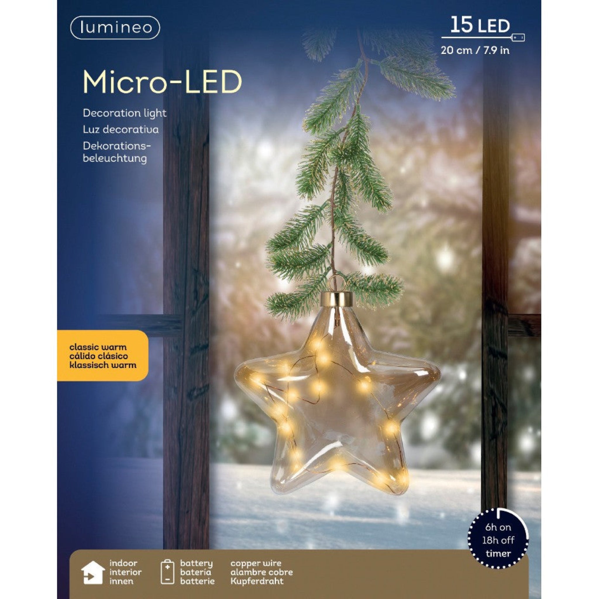 Medium Micro LED Baterry Operated Star - Micro LED BO Indoor Star Light 20CM Sterling Home 3