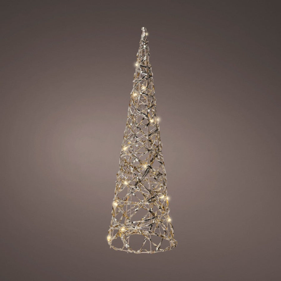 Large Micro LED Baterry Operated Gold Cone - Micro LED BO Indoor Cone Light 40CM Sterling Home 1