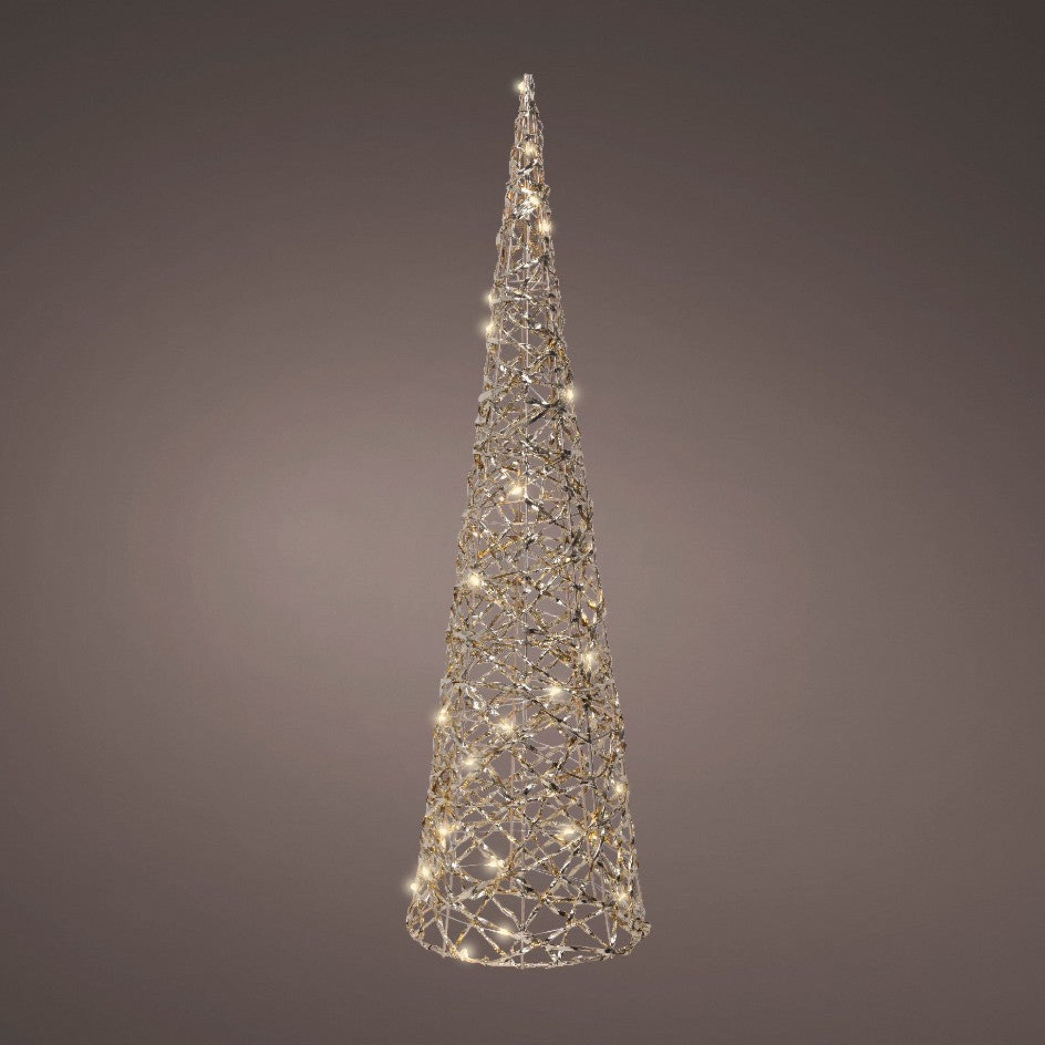 Extra Large Micro LED Baterry Operated Gold Cone - Micro LED BO Indoor Cone Light 60CM Sterling Home 2