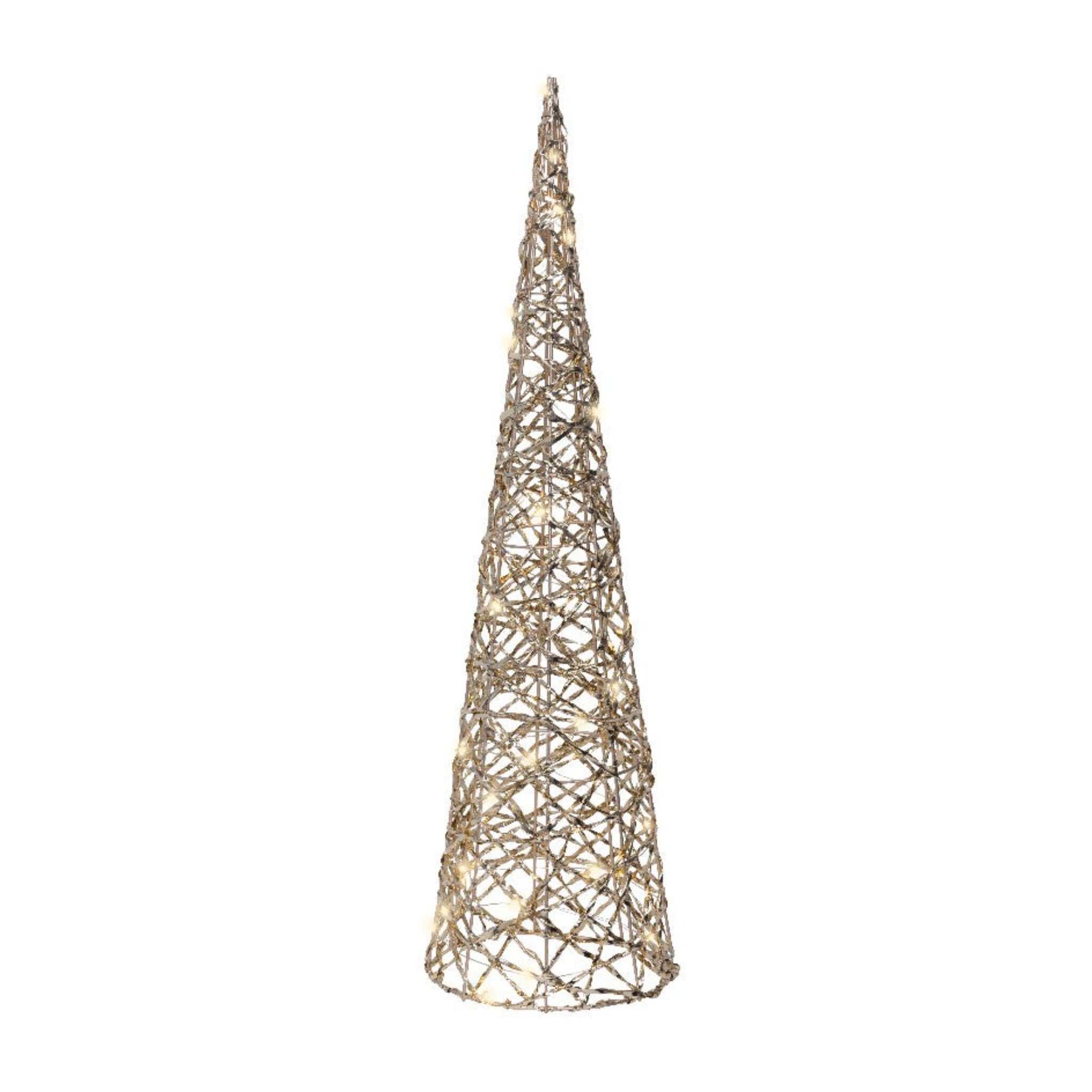 Extra Large Micro LED Baterry Operated Gold Cone - Micro LED BO Indoor Cone Light 60CM Sterling Home 1