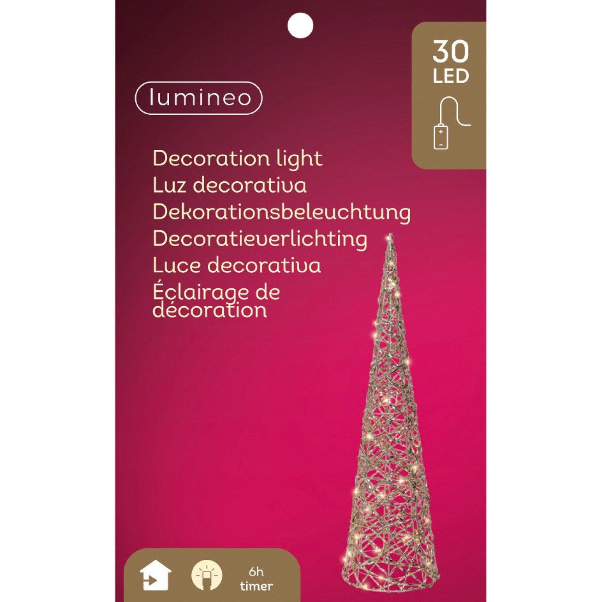 Extra Large Micro LED Baterry Operated Gold Cone - Micro LED BO Indoor Cone Light 60CM Sterling Home 3