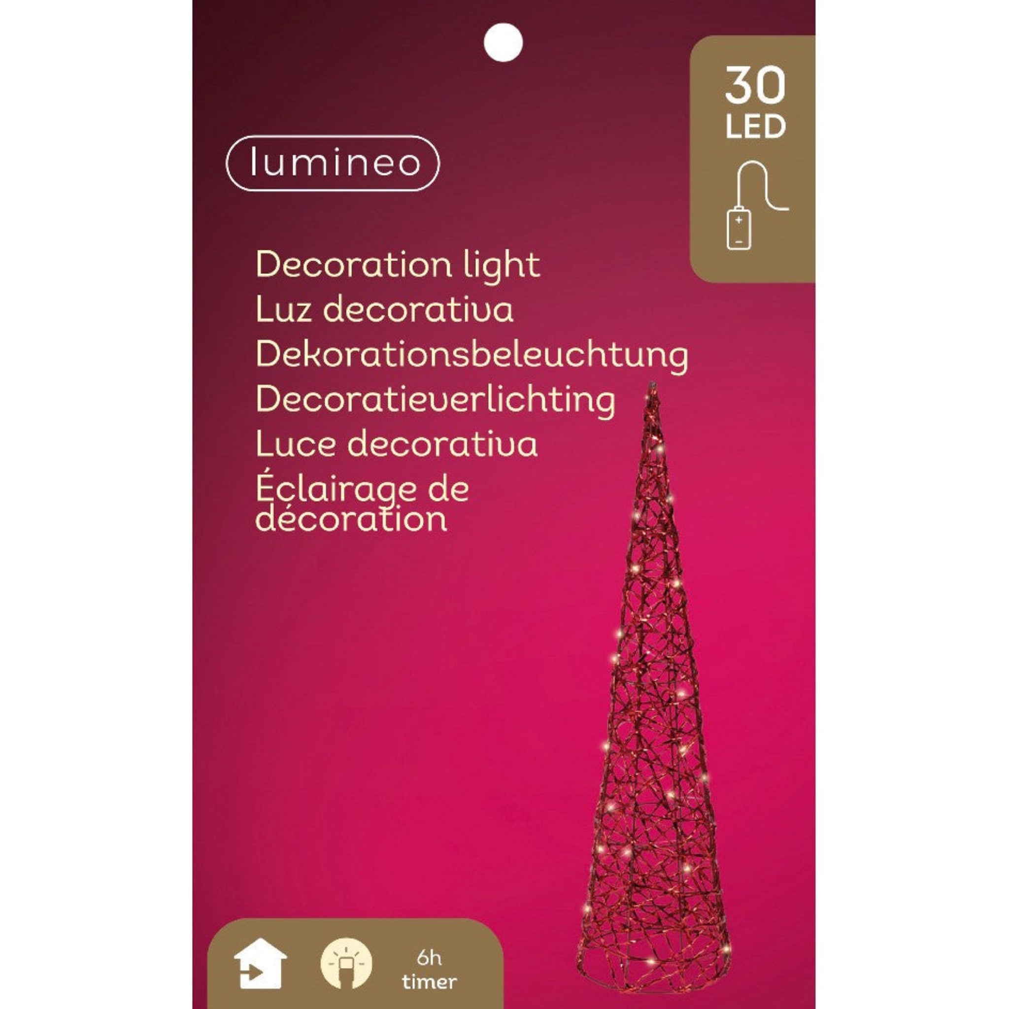 Extra Large Micro LED Baterry Operated Red Cone - Micro LED BO Indoor Red Cone Light 60CM Sterling Home 3