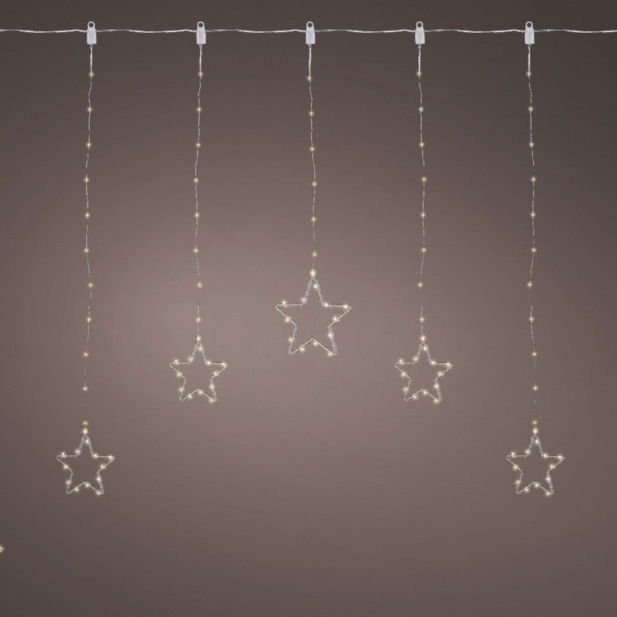 Micro LED Star Outdoor White Curtain Lights - White Micro LED Curtain Outdoor Star Lights 120CM Sterling Home 1