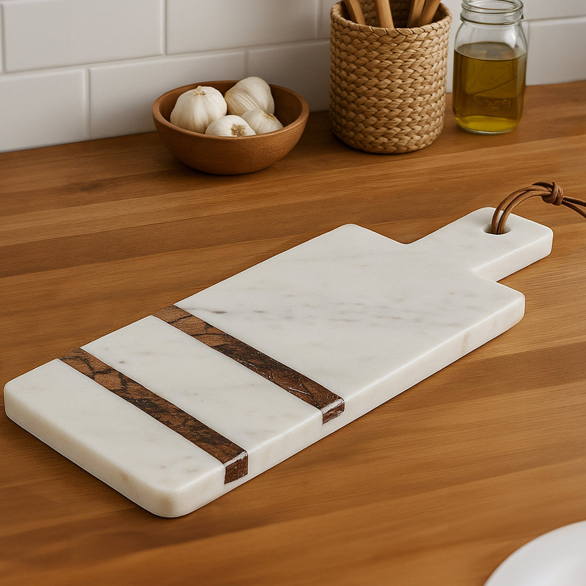 Annika White And Brown Forest Marble Paddle Board - Annika White And Brown Forest Marble Paddle Board Sterling Home 1