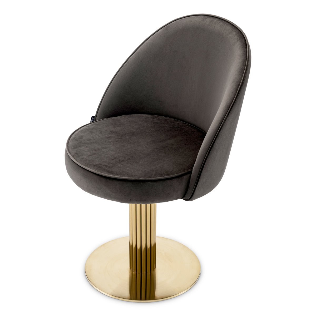 Eichholtz Dorland Swivel Dining Chair Roche Dark Grey Velvet Brushed Brass Finish - Dorland Dining Chair with Swivel Base Roche Dark Grey Velvet Brushed Brass Finish Dining Chair Sterling Home 4