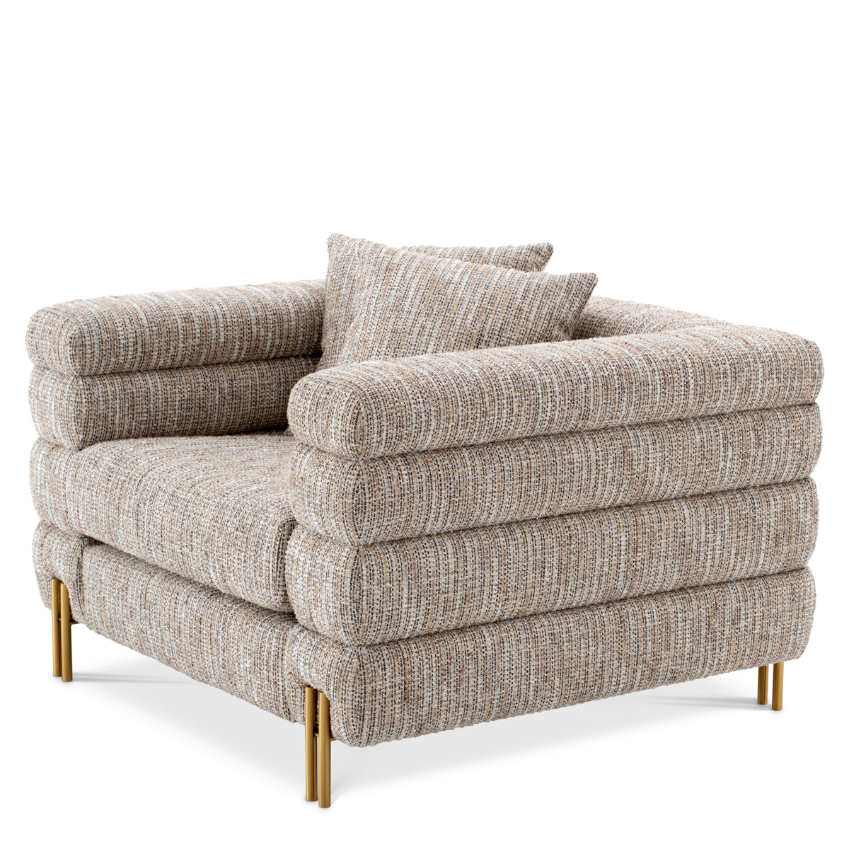 Eichholtz York Armchair Mademoiselle Beige Brushed Brass Legs - Armchair Mademoiselle Beige Armchairs Sterling Home 4