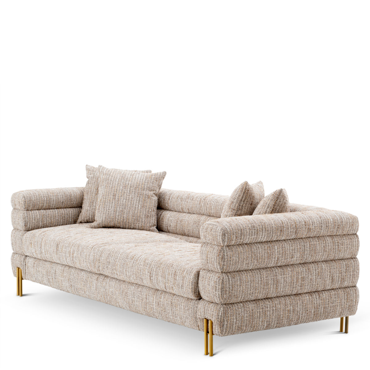 Eichholtz York 3 Seater Sofa Mademoiselle Beige Brushed Brass Legs - 3 Seater Sofa Mademoiselle Beige 3 Seater Sofas Sterling Home 4