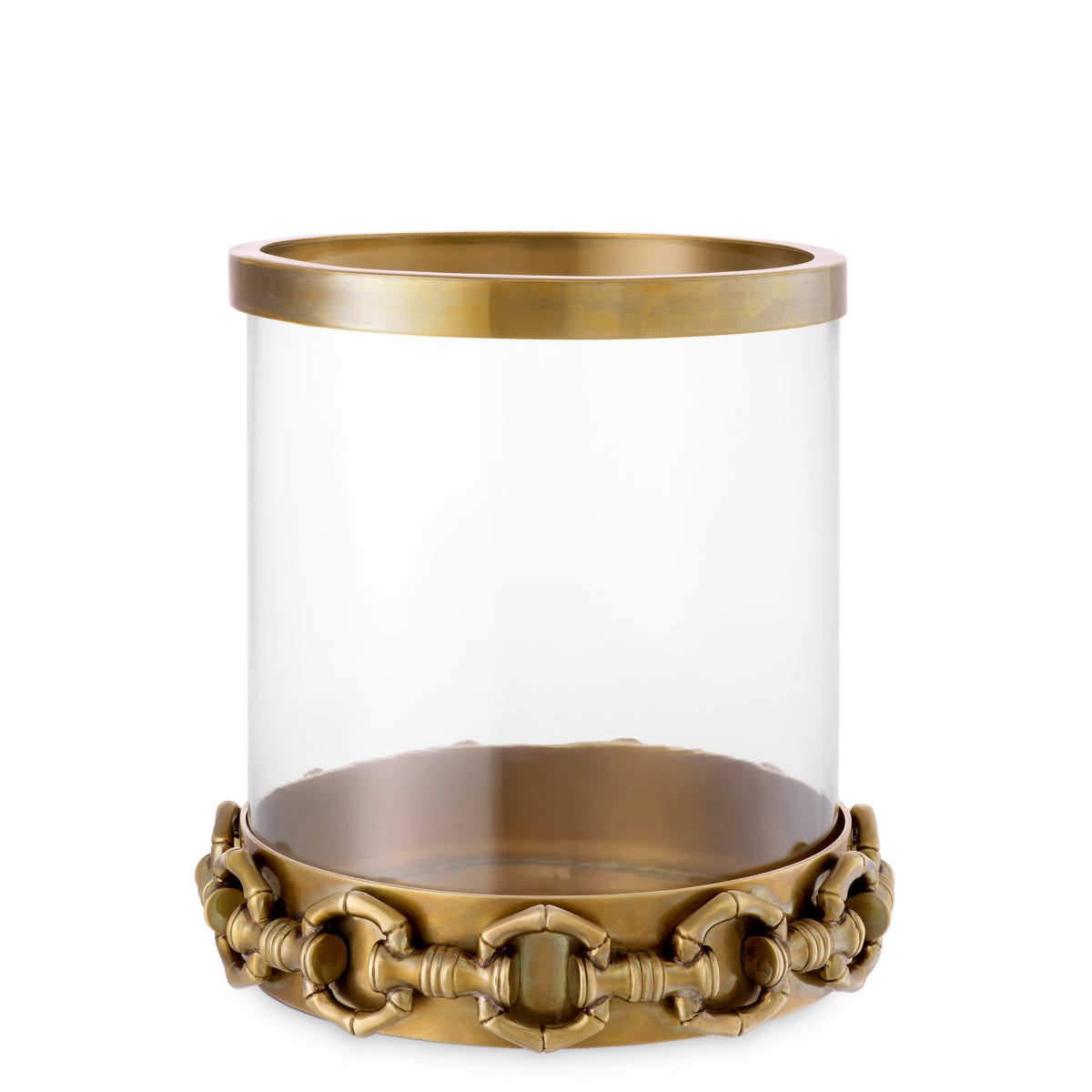 Eichholtz Clementine Small Hurricane Vintage Brass Finish Clear Glass - Clementine S Hurricane Vintage Brass Finish Clear Glass Accessories Sterling Home 4