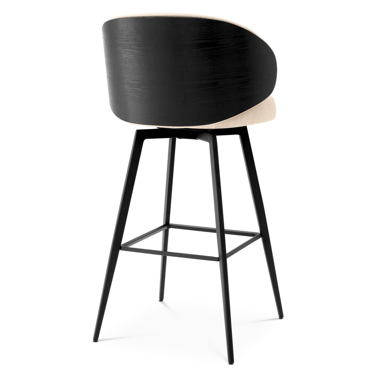 Eichholtz Camerota Swivel Bar Stool Scalea Sand Black Wooden Back & Legs - Swivel Bar Stool Scalea Sand Black Wooden Back Dining Chair Sterling Home 4