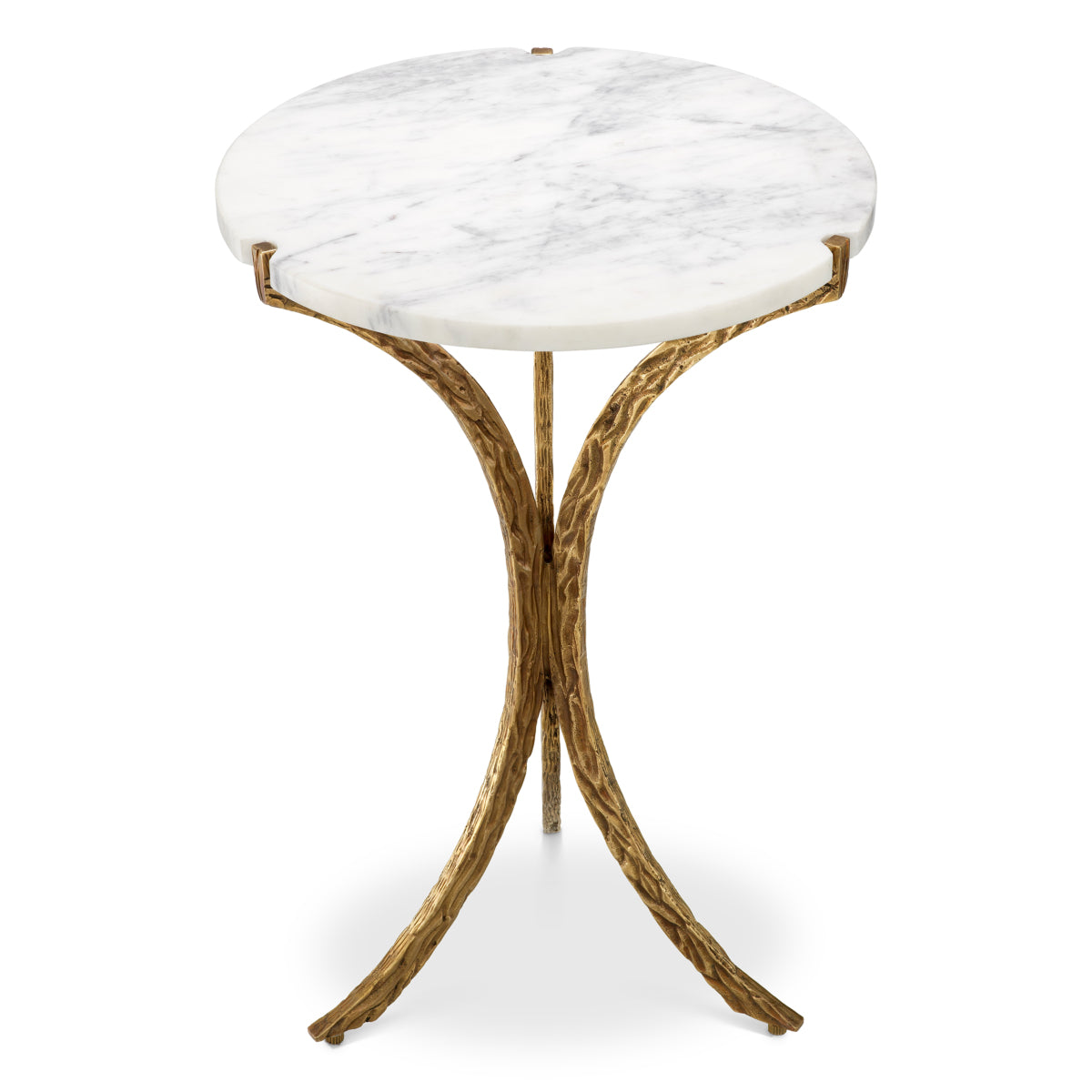 Eichholtz Emmeline Side Table White Marble / Vintage Brass Finish - Side Table White Marble / Vintage Brass Finish Side Tables Sterling Home 4
