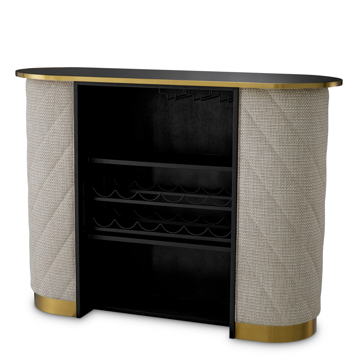 Eichholtz Matthew Bar Forrester Off-White Black Beveled Glass Brushed Brass Finish - Bar Forrester Off-White Black Beveled Glass Brushed Brass Finish Tables Sterling Home 4