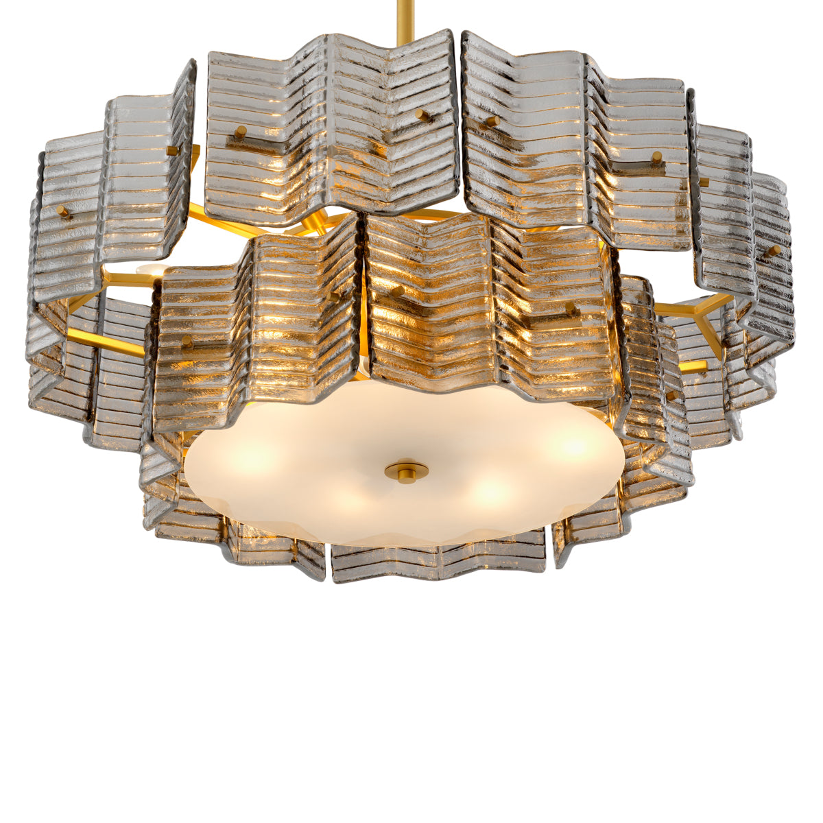 Eichholtz Silvano Chandelier Smoke and Frosted Glass Antique Brass Finish - Chandelier Silvano Accessories Sterling Home 4