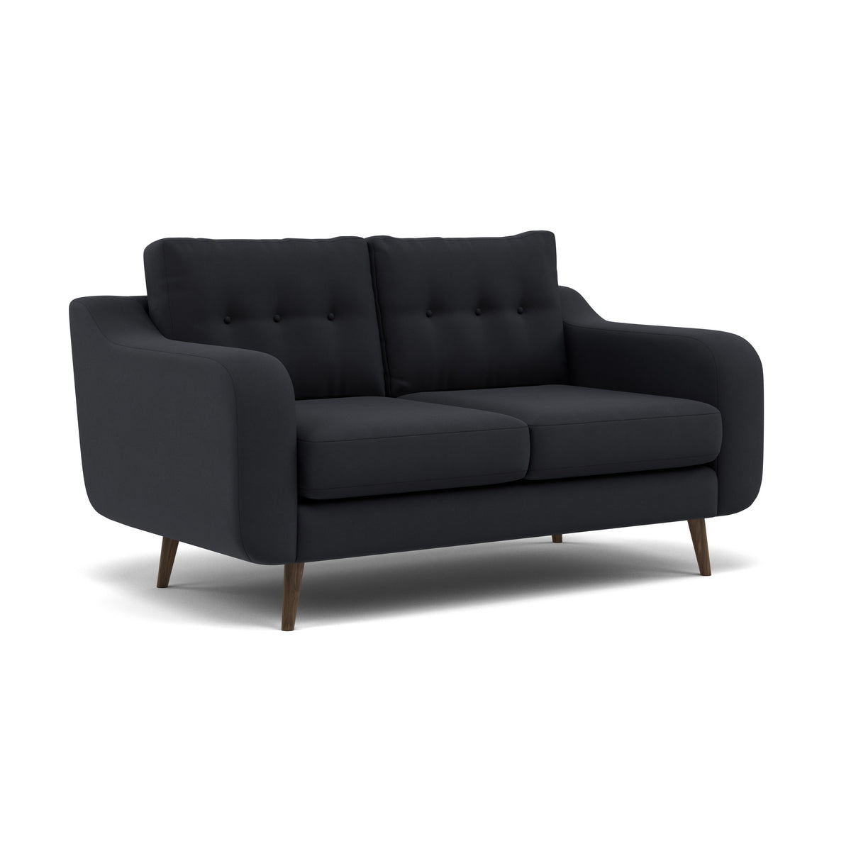 Phoebe 2 Seater Sofa - Small Sofa Standard Back Grade B — Plush Velvet Charcoal / American Walnut, gallery image 1