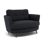 Phoebe Oval Loveseat - Oval Cuddler Grade B — Plush Velvet Charcoal / American Walnut, gallery image 1