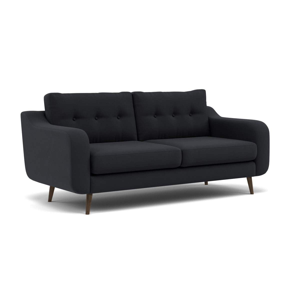 Phoebe 3 Seater Sofa - Large Sofa Standard Back Grade B — Plush Velvet Charcoal / American Walnut, gallery image 1