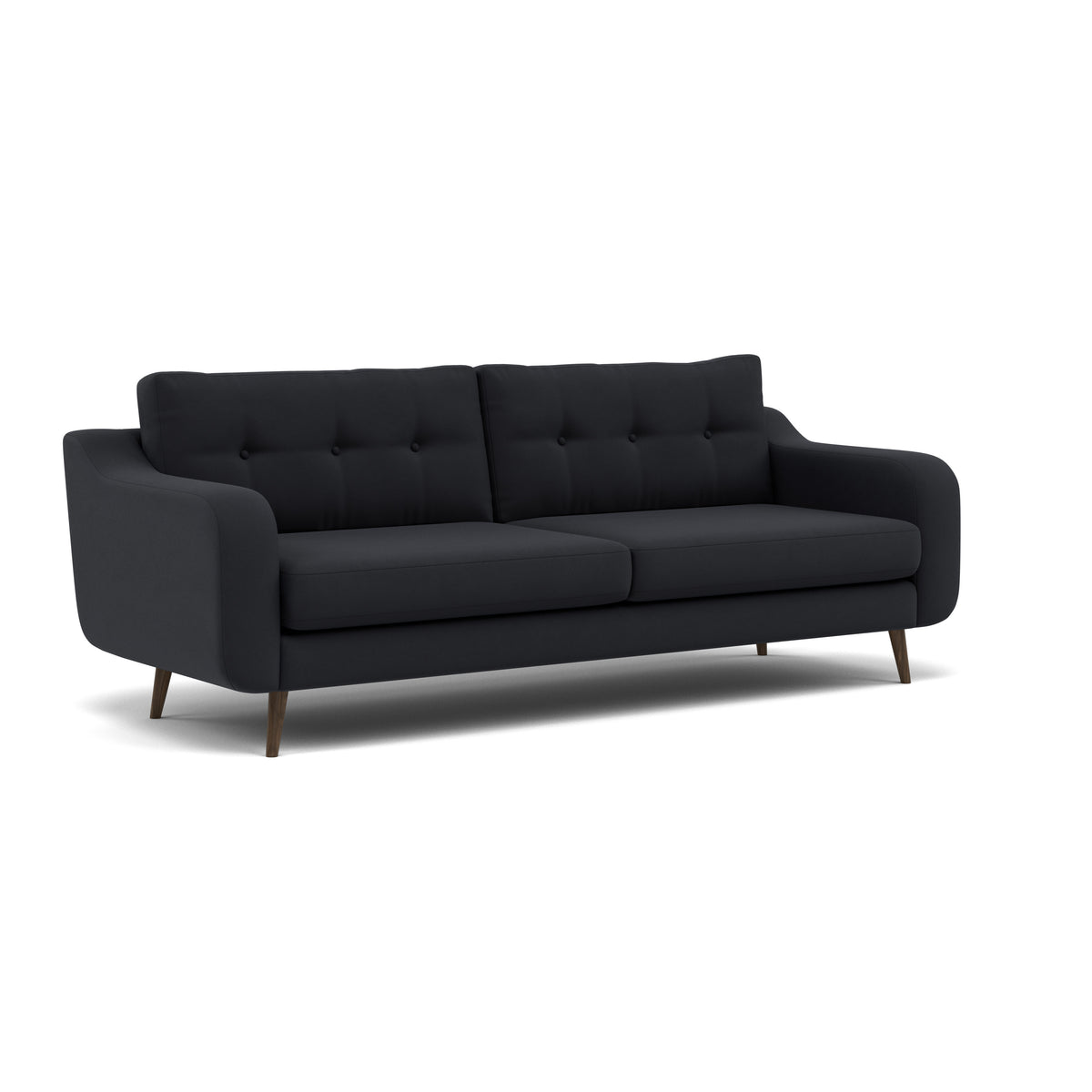 Phoebe 4 Seater Sofa - Extra Large Sofa Standard Back Grade B — Plush Velvet Charcoal / American Walnut, gallery image 1
