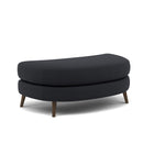 Phoebe Oval Footstool - Oval Cuddler Stool Grade B — Plush Velvet Charcoal / American Walnut, gallery image 1