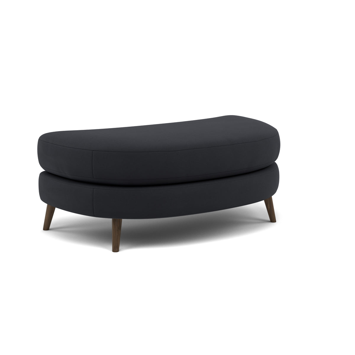 Phoebe Oval Footstool - Oval Cuddler Stool Grade B — Plush Velvet Charcoal / American Walnut, gallery image 1