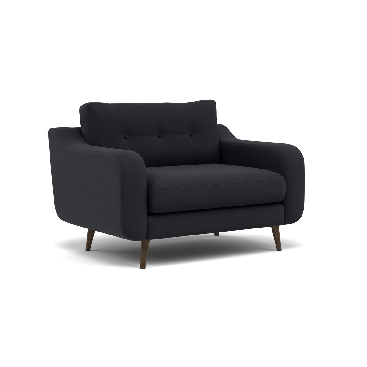 Phoebe Loveseat - Snuggler Chair Grade B — Plush Velvet Charcoal / American Walnut, gallery image 1
