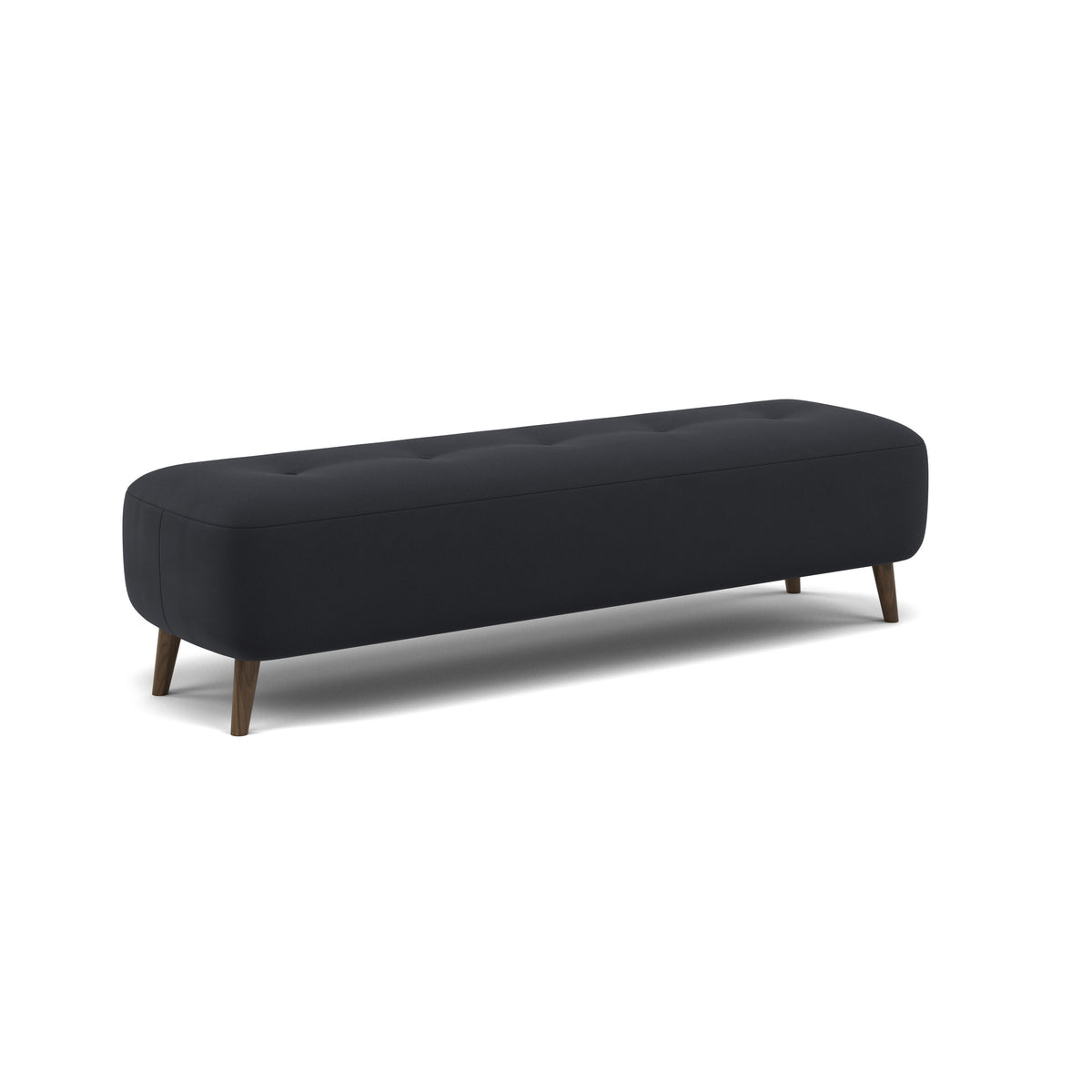 Phoebe Footstool - Medium Bench Stool Grade B — Plush Velvet Charcoal / American Walnut, gallery image 1