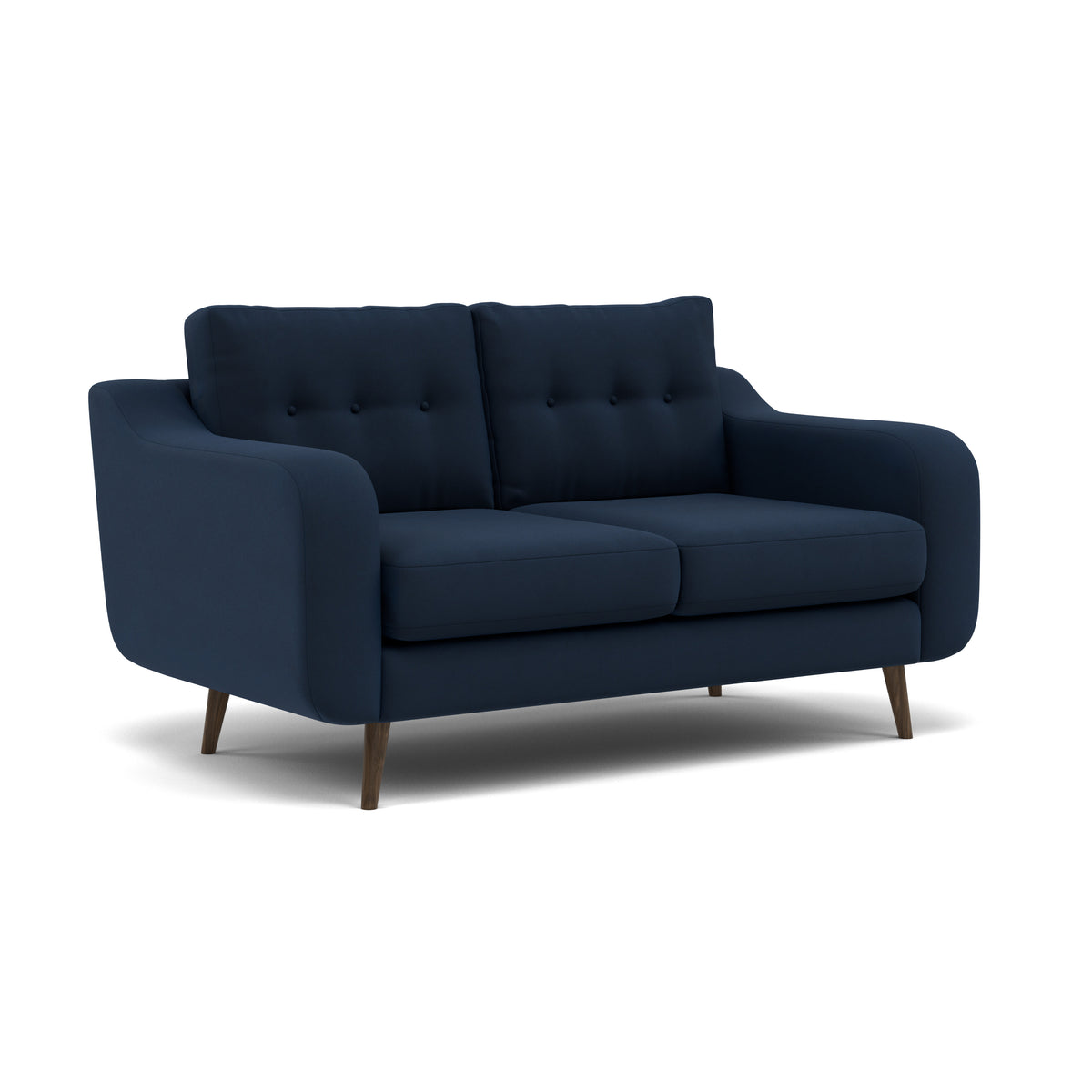 Phoebe 2 Seater Sofa - Small Sofa Standard Back Grade B — Plush Velvet Indigo / American Walnut, gallery image 1