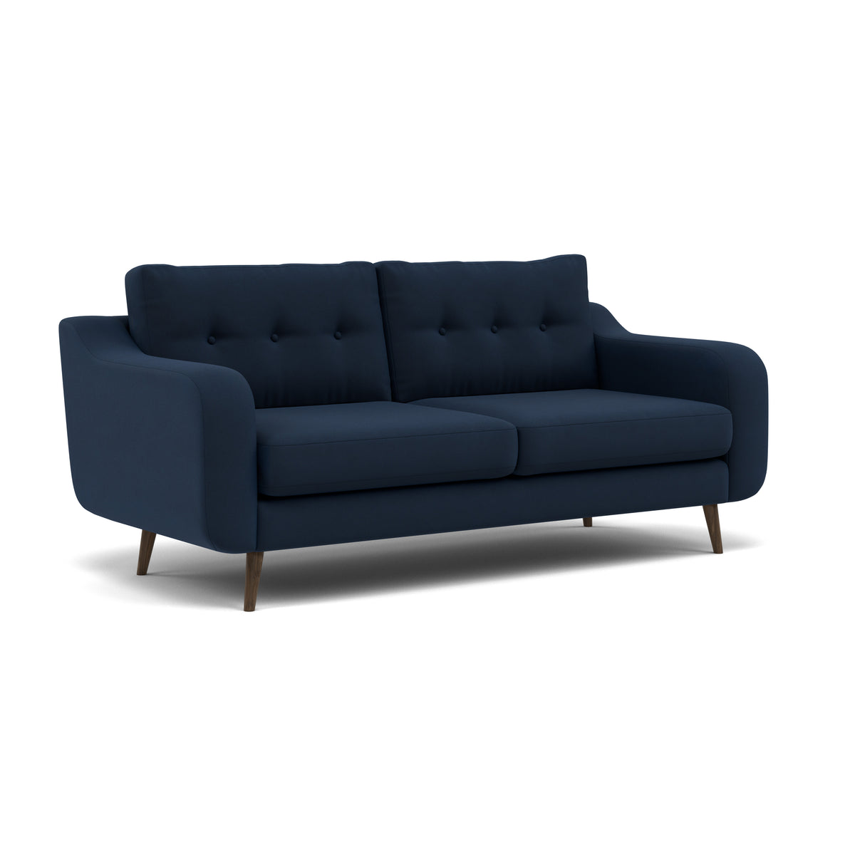 Phoebe 3 Seater Sofa - Large Sofa Standard Back Grade B — Plush Velvet Indigo / American Walnut, gallery image 1
