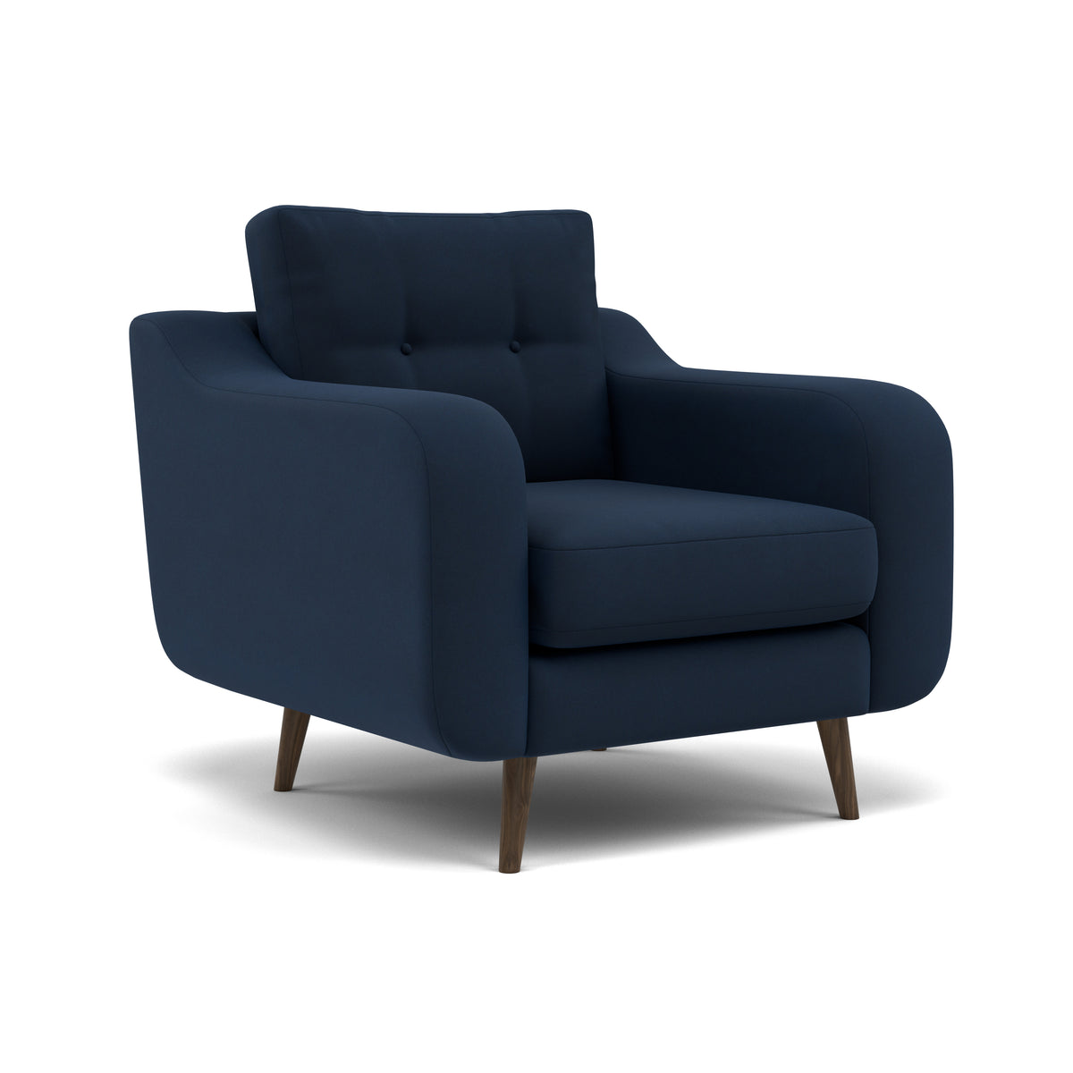 Phoebe Armchair - Chair Grade B — Plush Velvet Indigo / American Walnut, gallery image 1