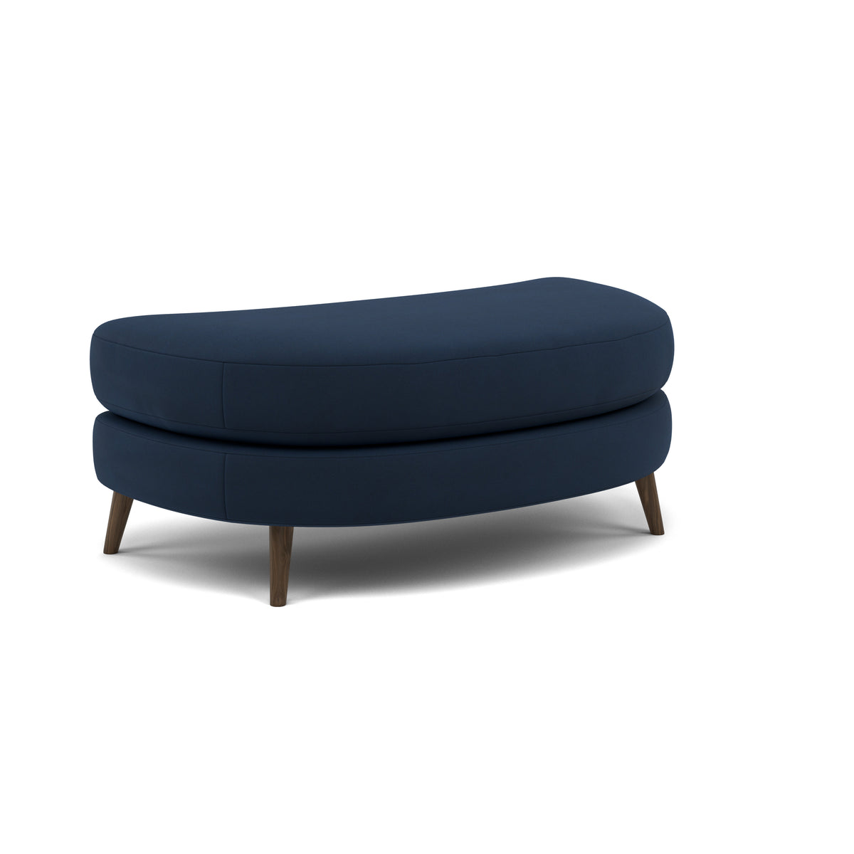 Phoebe Oval Footstool - Oval Cuddler Stool Grade B — Plush Velvet Indigo / American Walnut, gallery image 1
