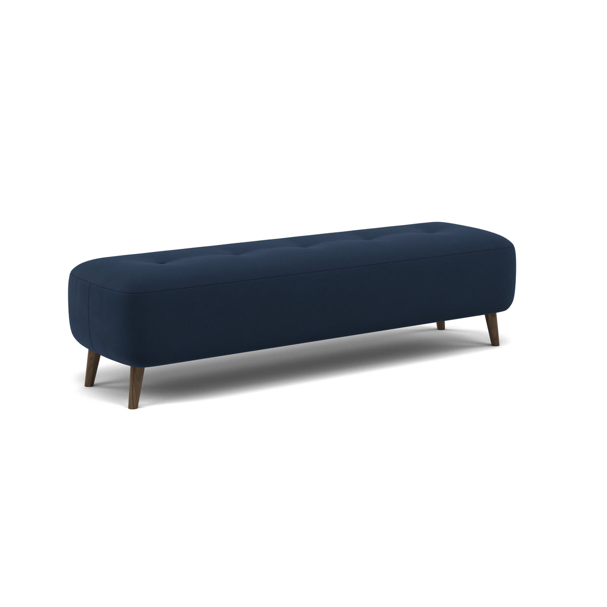 Phoebe Footstool - Medium Bench Stool Grade B — Plush Velvet Indigo / American Walnut, gallery image 1