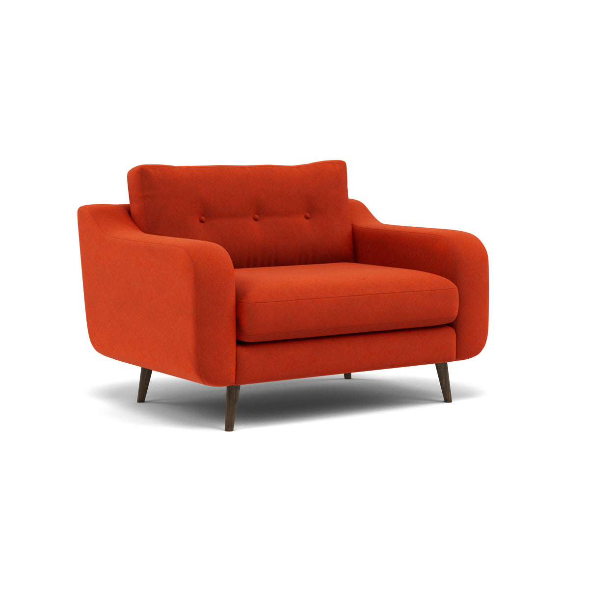 Phoebe Loveseat - Snuggler Chair Grade B — Plush Velvet Paprika / American Walnut, gallery image 1