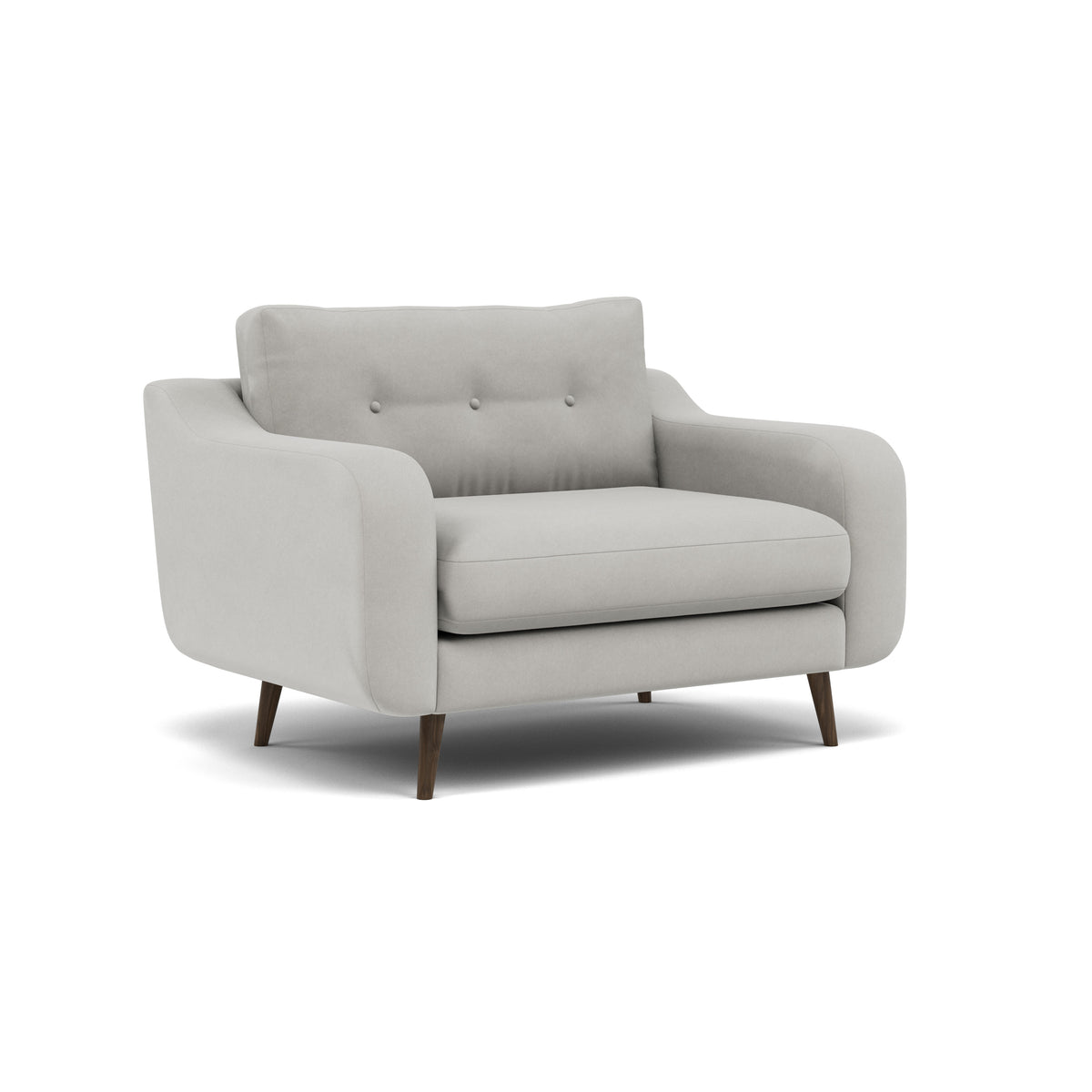 Phoebe Loveseat - Snuggler Chair Grade B — Plush Velvet Silver / American Walnut, gallery image 1