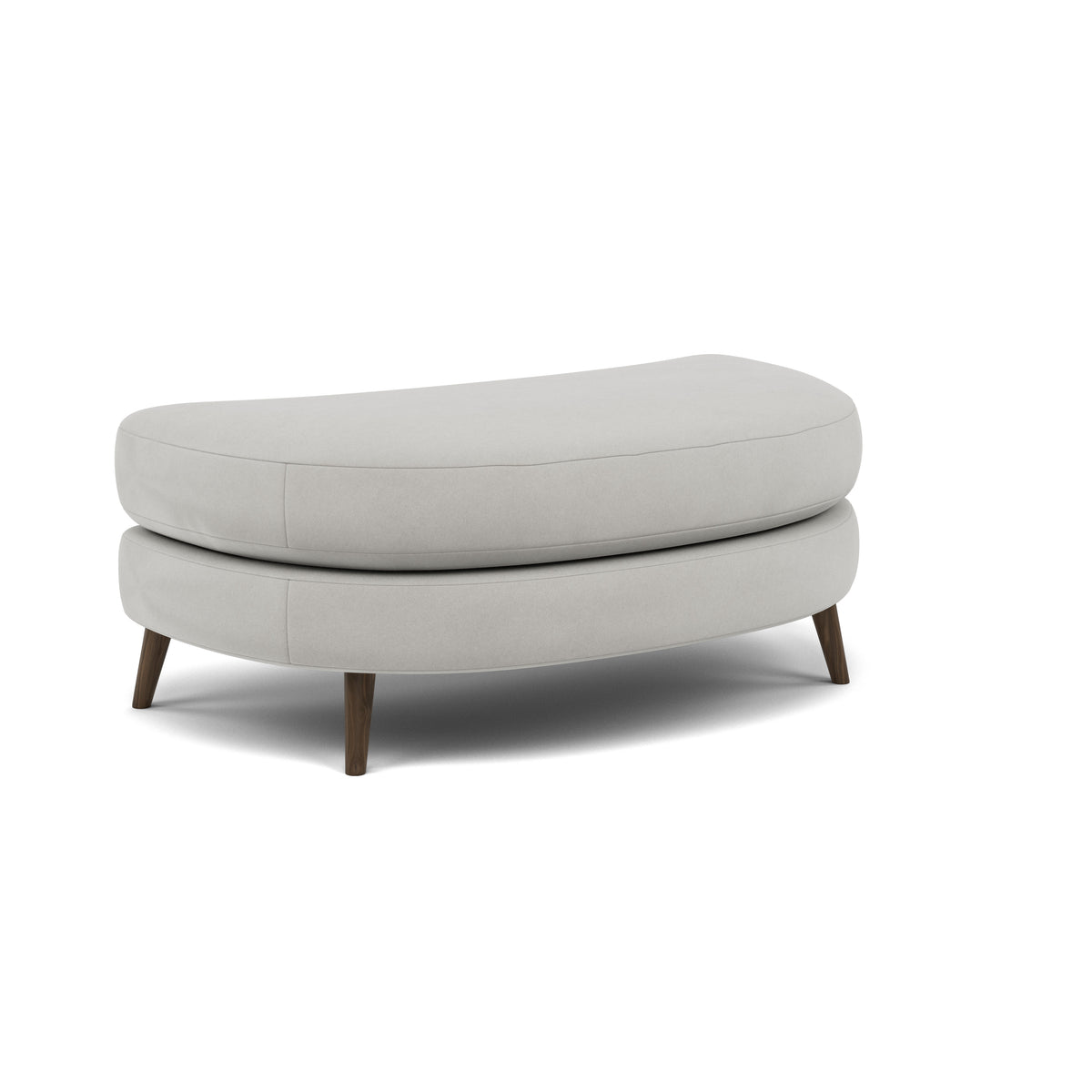 Phoebe Oval Footstool - Oval Cuddler Stool Grade B — Plush Velvet Silver / American Walnut, gallery image 1