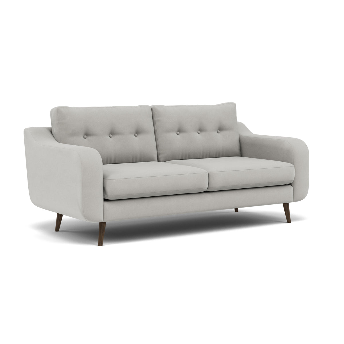 Phoebe 3 Seater Sofa - Large Sofa Standard Back Grade B — Plush Velvet Silver / American Walnut, gallery image 1
