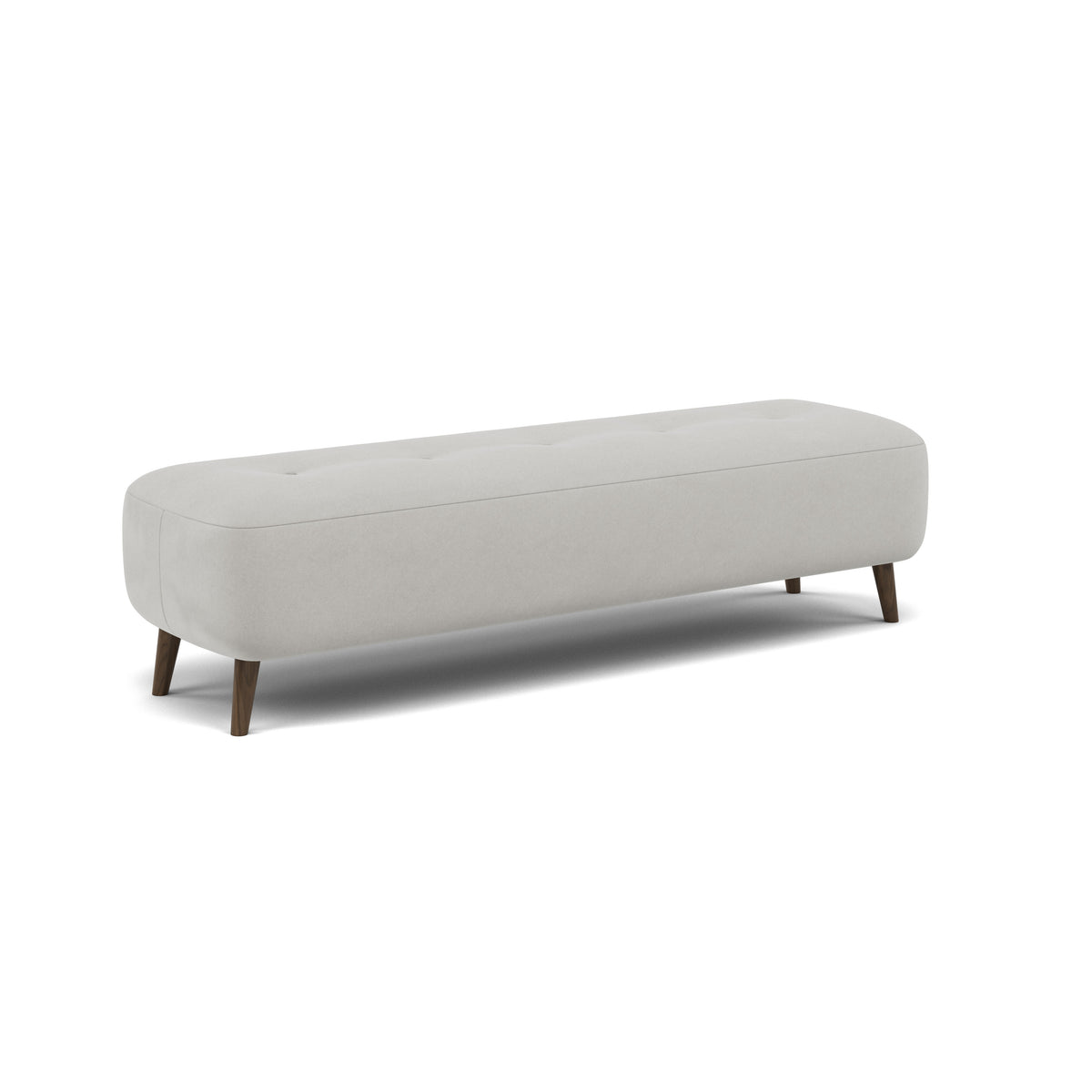 Phoebe Footstool - Medium Bench Stool Grade B — Plush Velvet Silver / American Walnut, gallery image 1